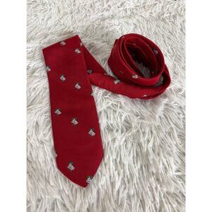 Vintage Surrey Tie Necktie Red Christmas Bells Holiday Cheer!